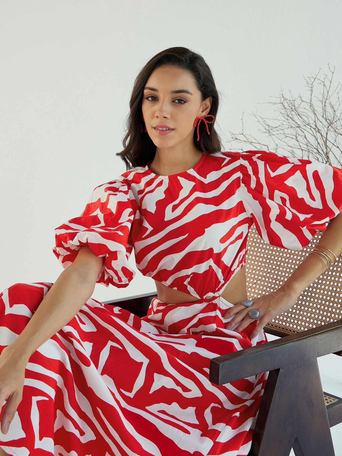 Women's Red Printed Dress