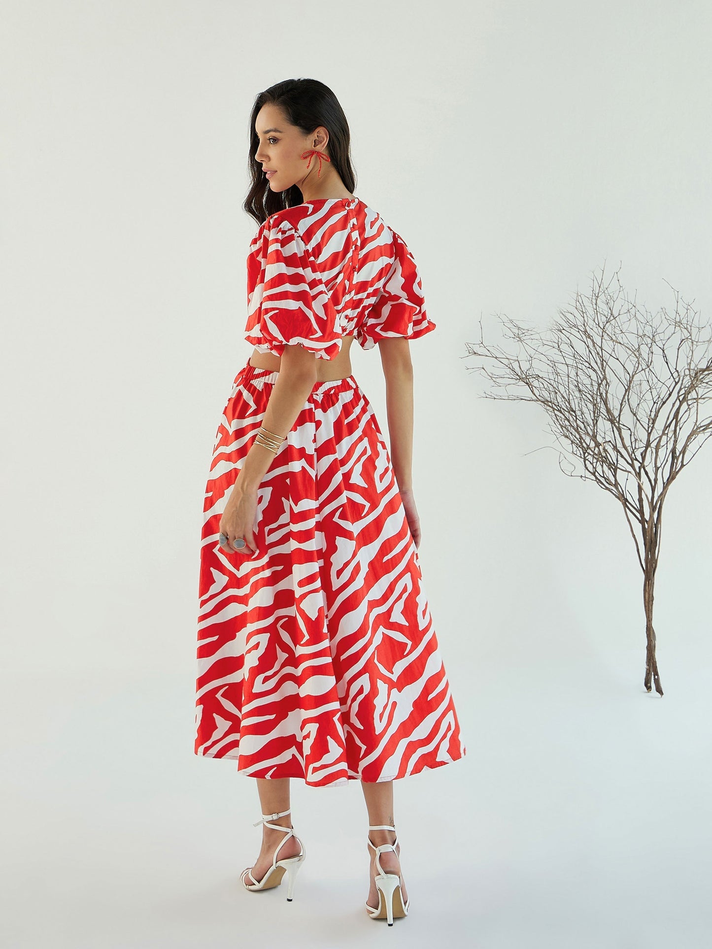Women's Red Printed Dress