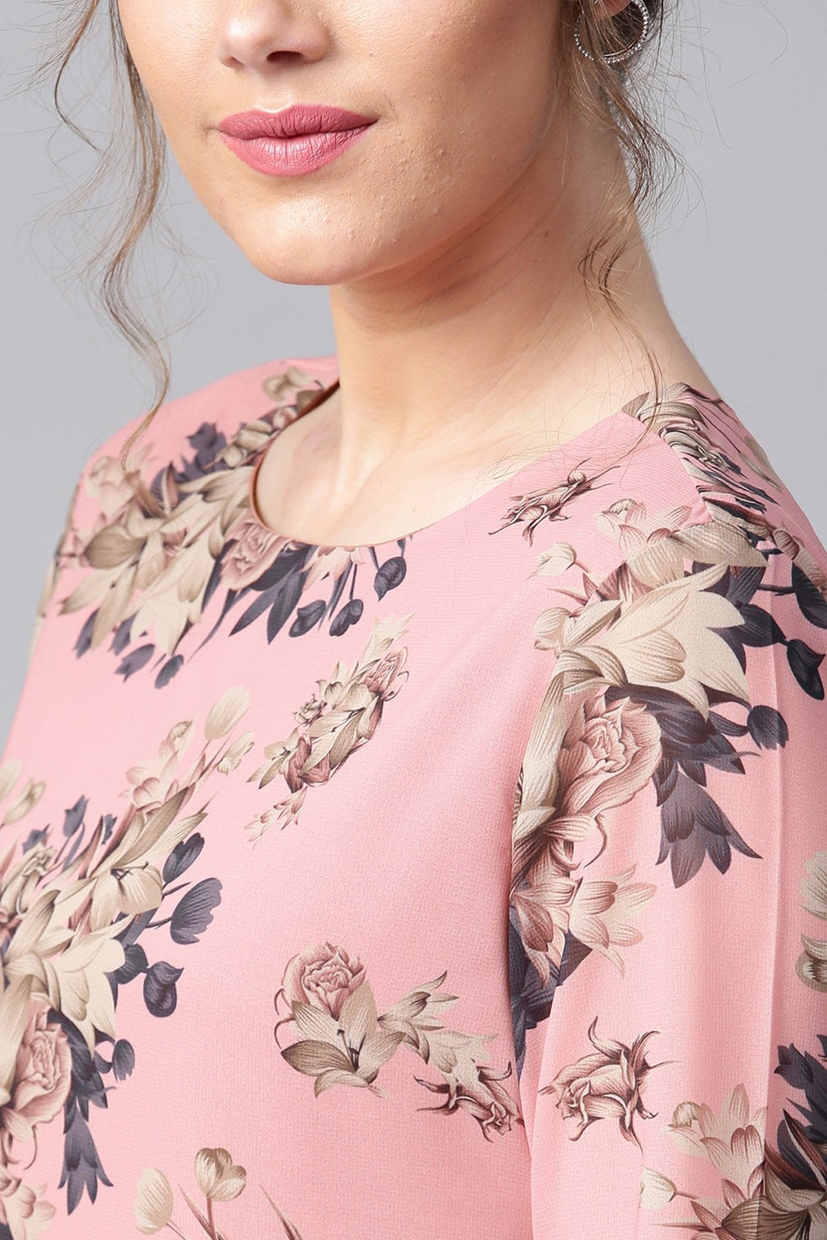 Women's Millennial Pink Floral A-Line Dress