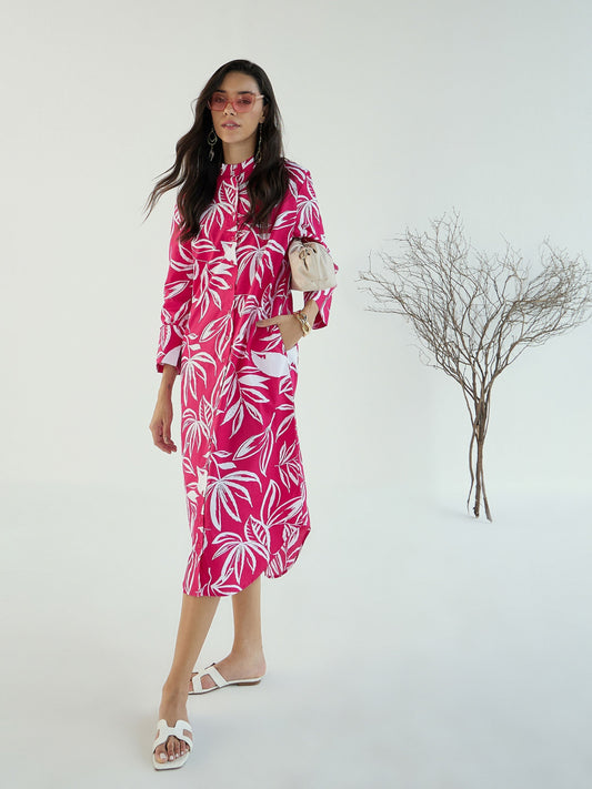Women's Fuchsia Floral Dress