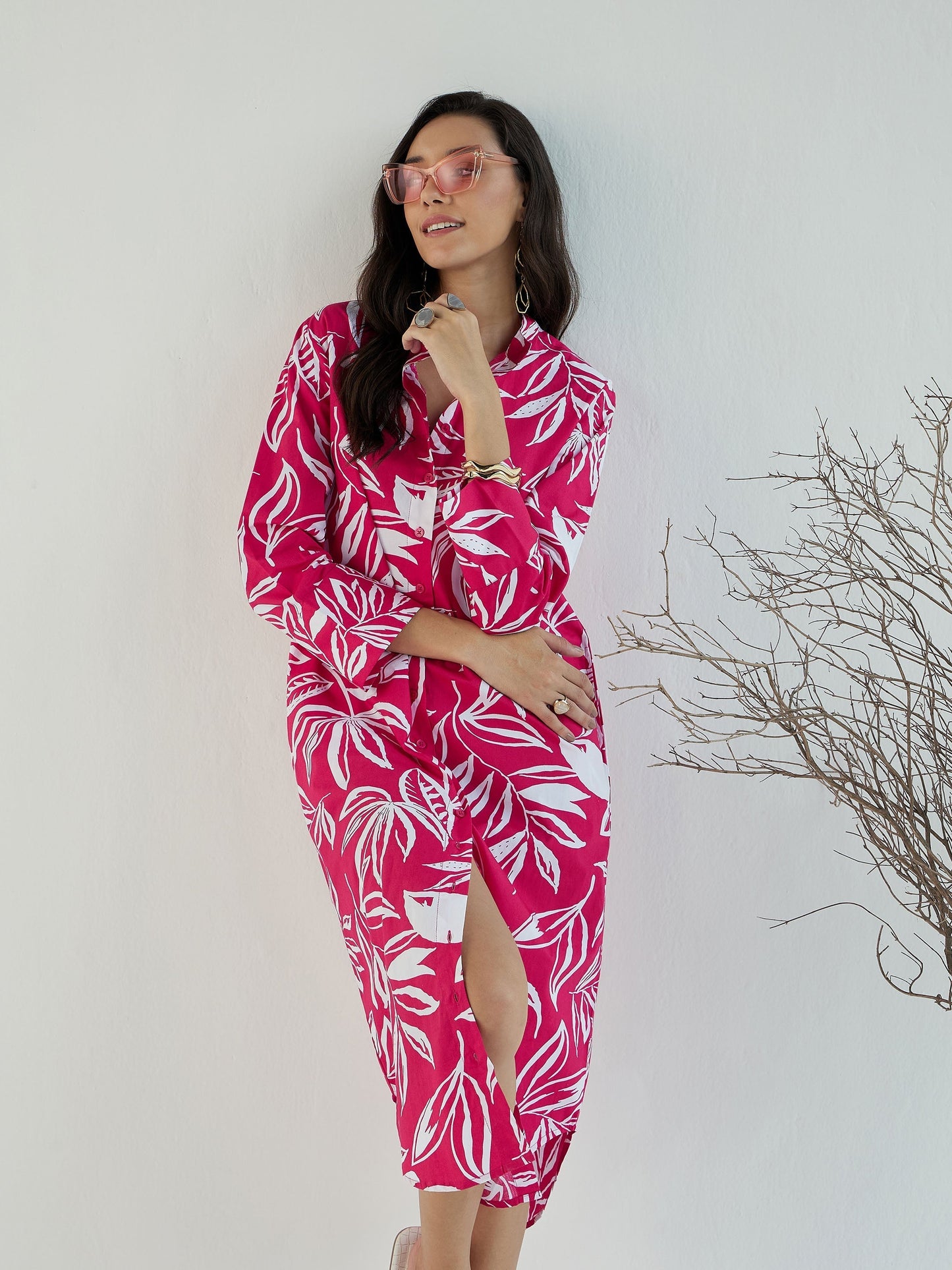 Women's Fuchsia Floral Dress