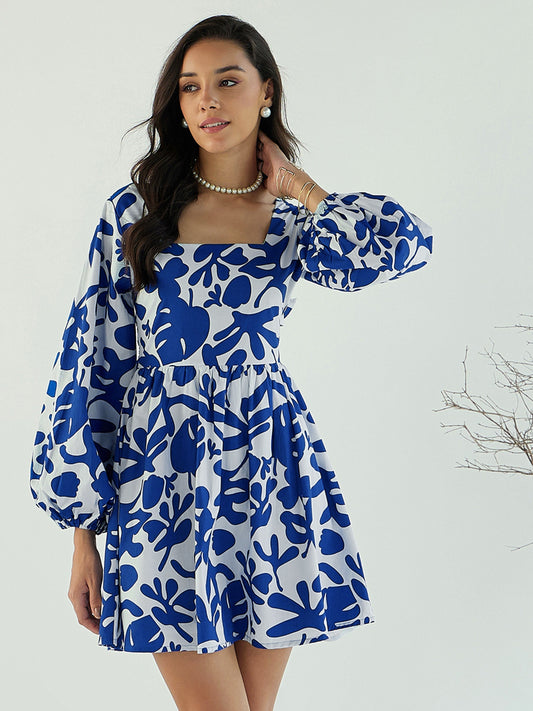 Women's Blue Floral Dress
