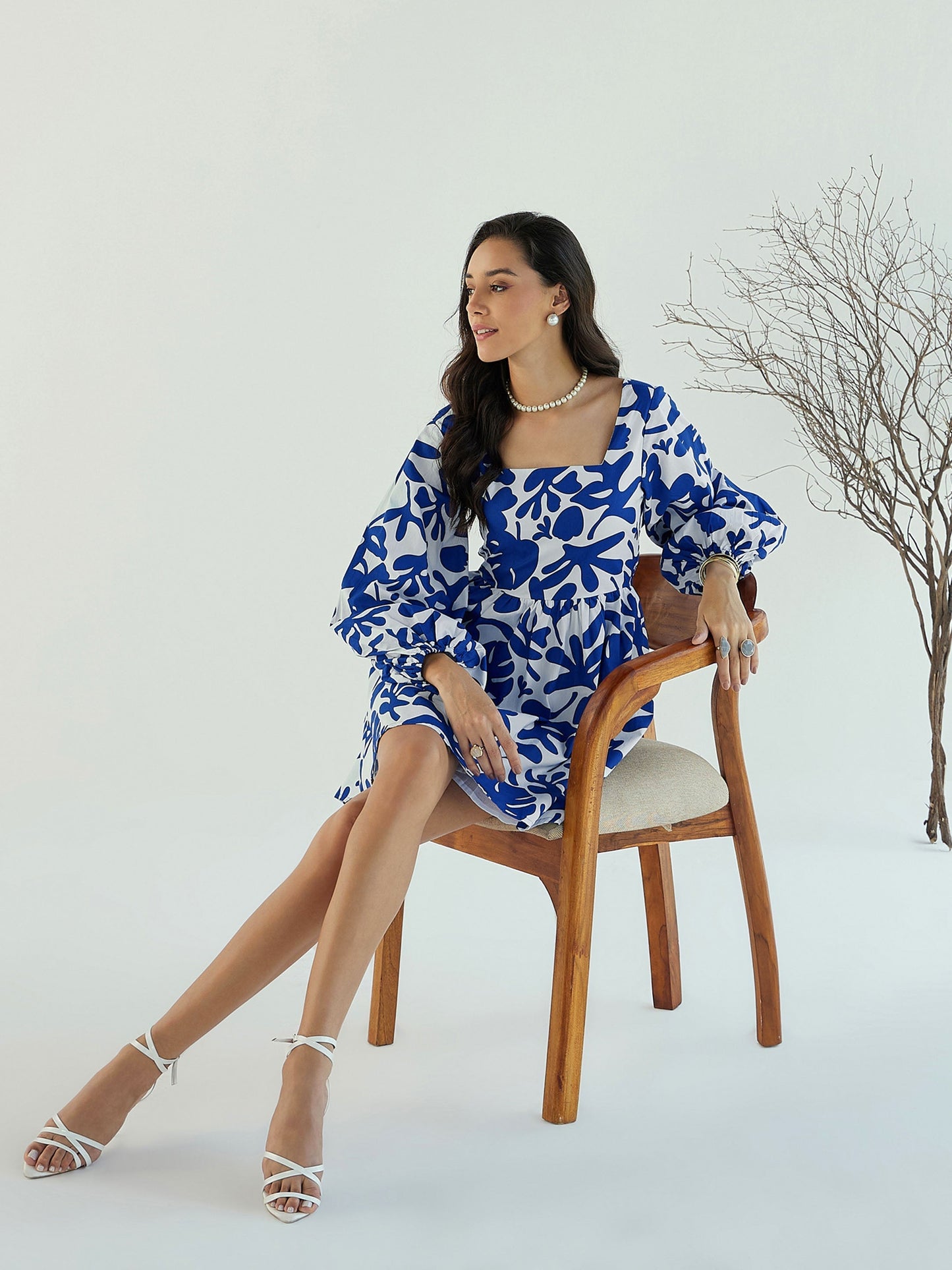 Women's Blue Floral Dress