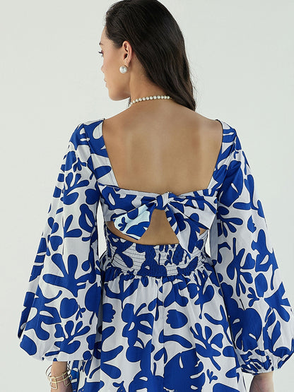 Women's Blue Floral Dress