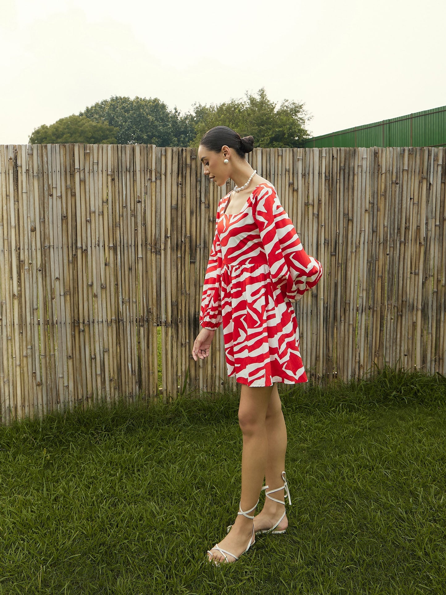 Women's Red Printed Dress