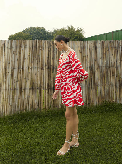 Women's Red Printed Dress
