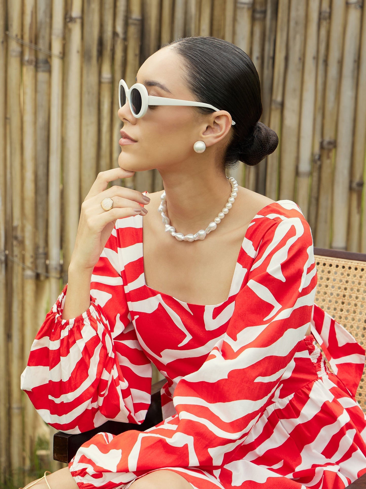 Women's Red Printed Dress