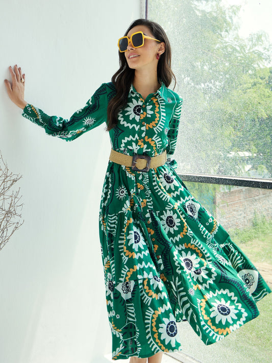 Women's Green Floral Dress