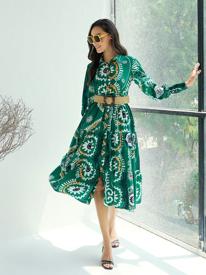 Women's Green Floral Dress