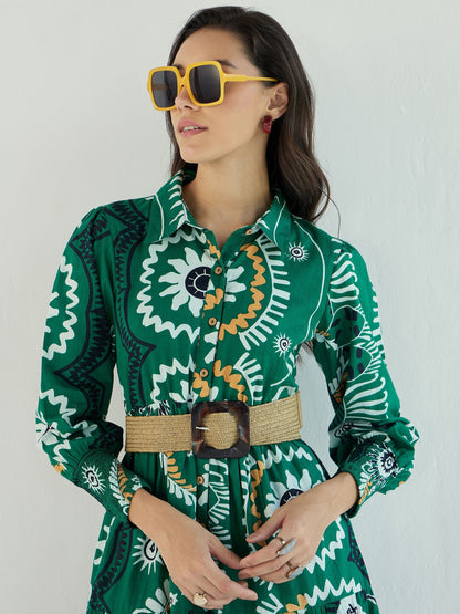 Women's Green Floral Dress