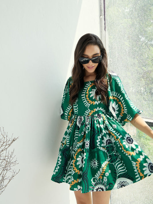 Women's Green Floral Dress