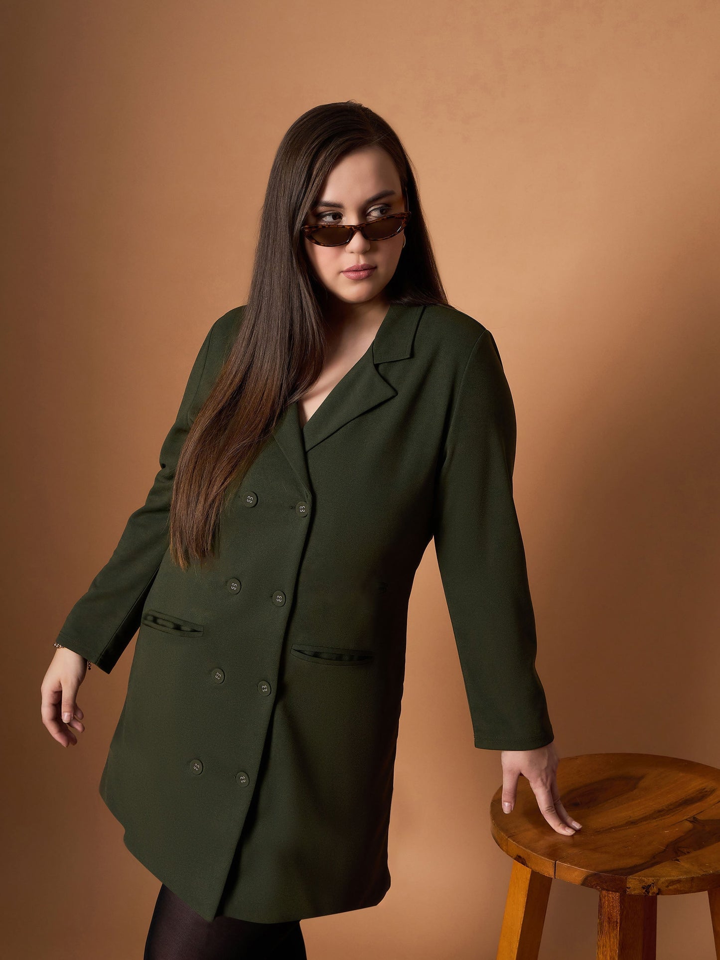 Women's Olive Solid Dress