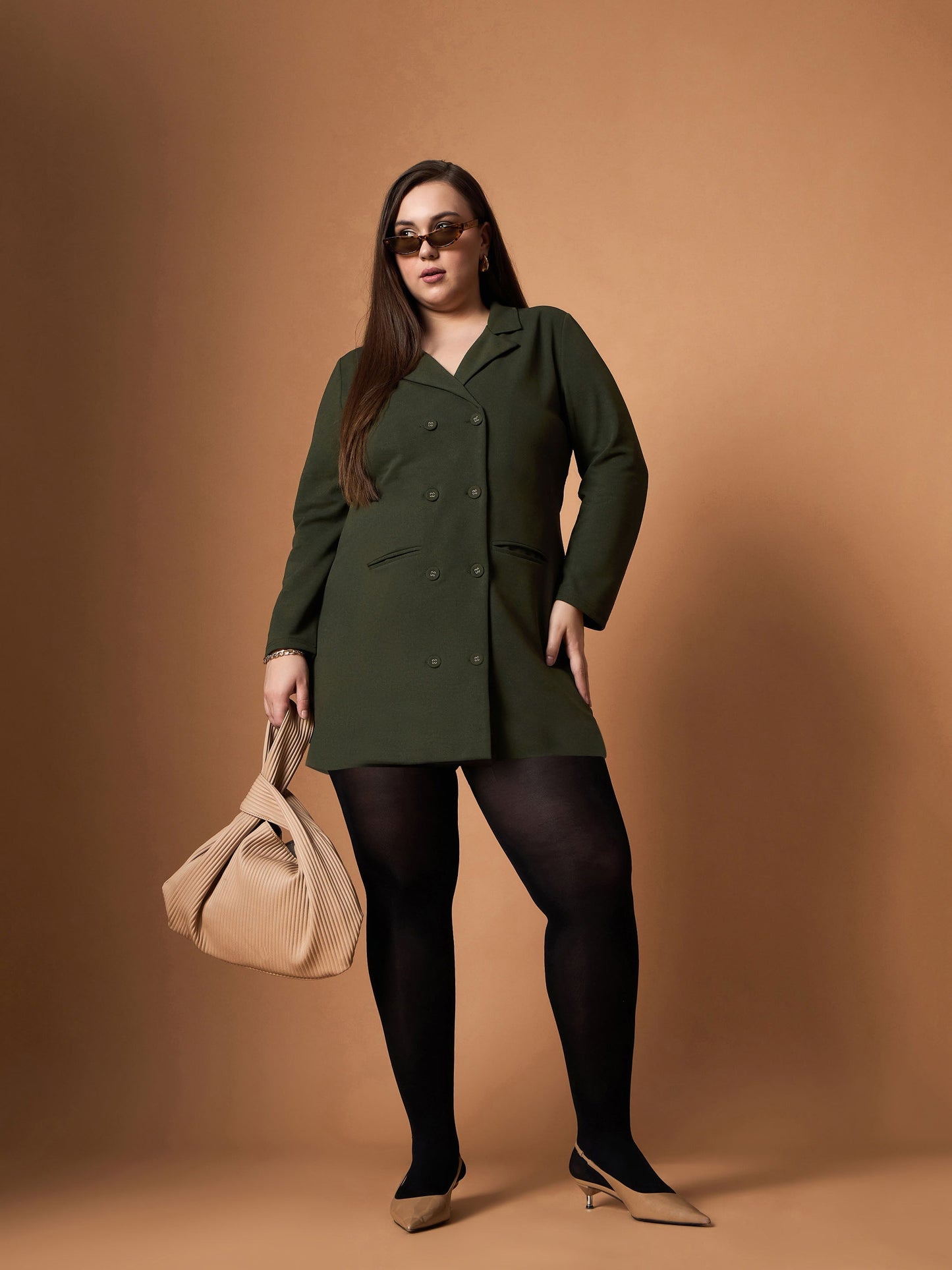 Women's Olive Solid Dress