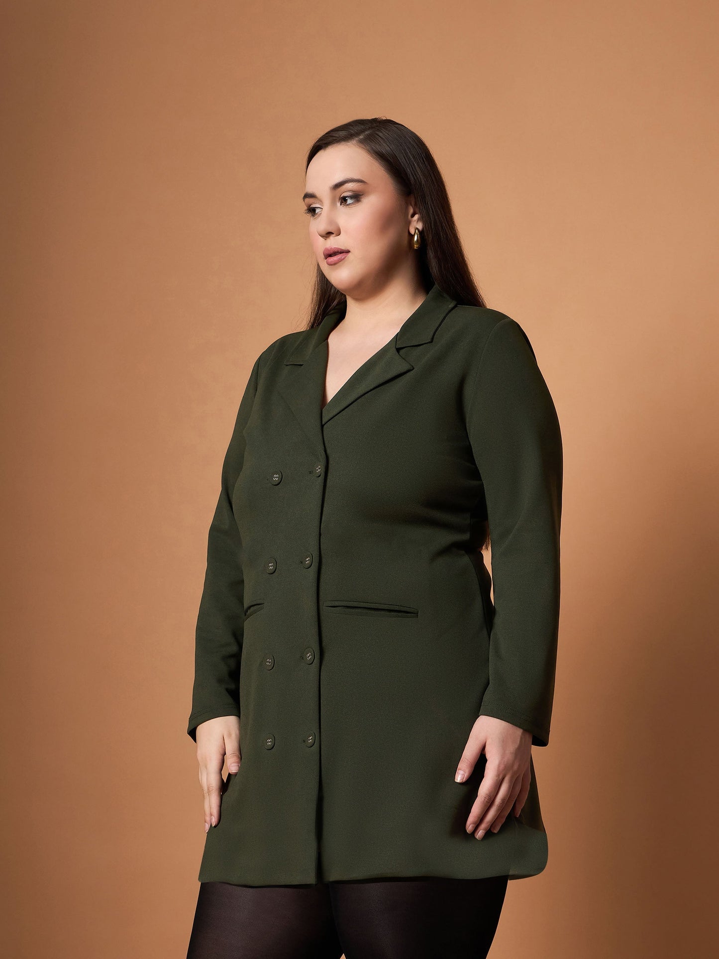 Women's Olive Solid Dress