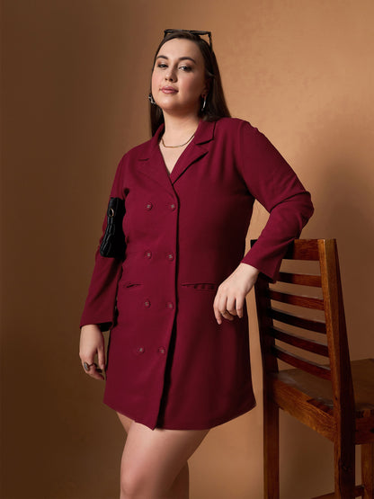 Women's Maroon Solid Dress