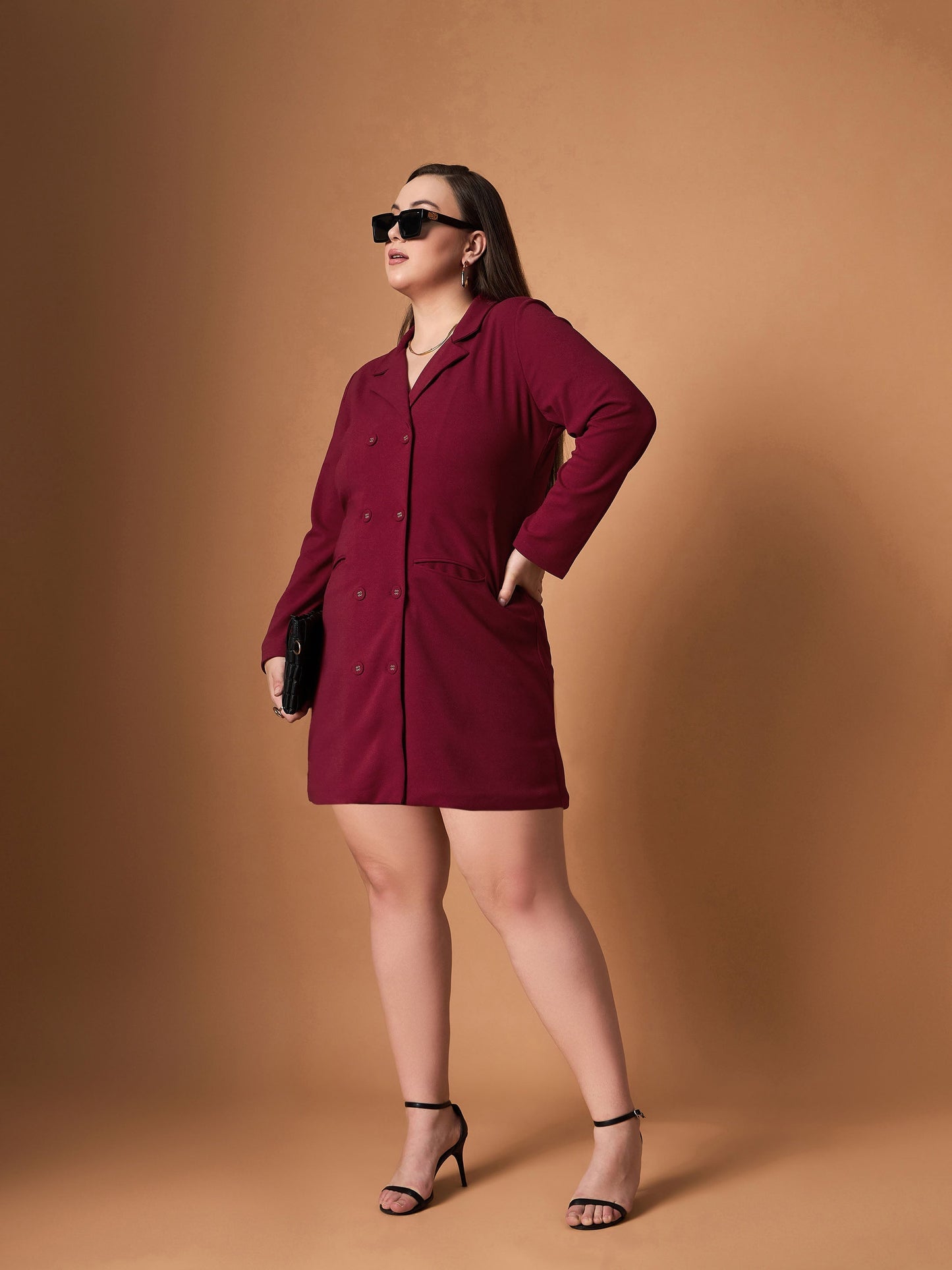 Women's Maroon Solid Dress