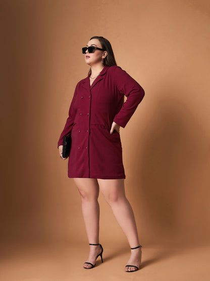 Women's Maroon Solid Dress