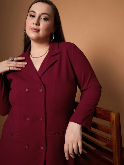 Women's Maroon Solid Dress
