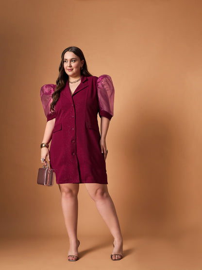 Women's Maroon Solid Dress