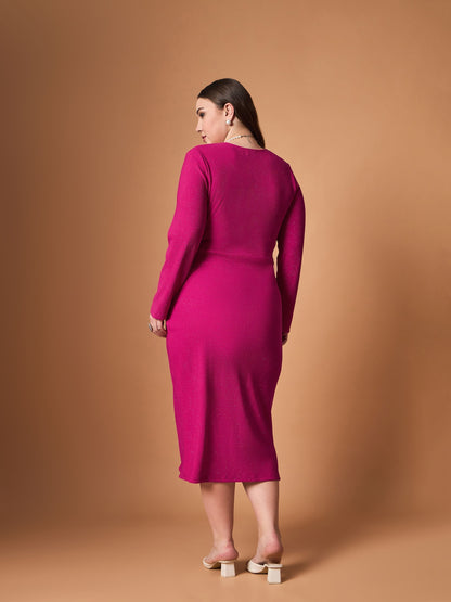 Women's Fuchsia Solid Dress
