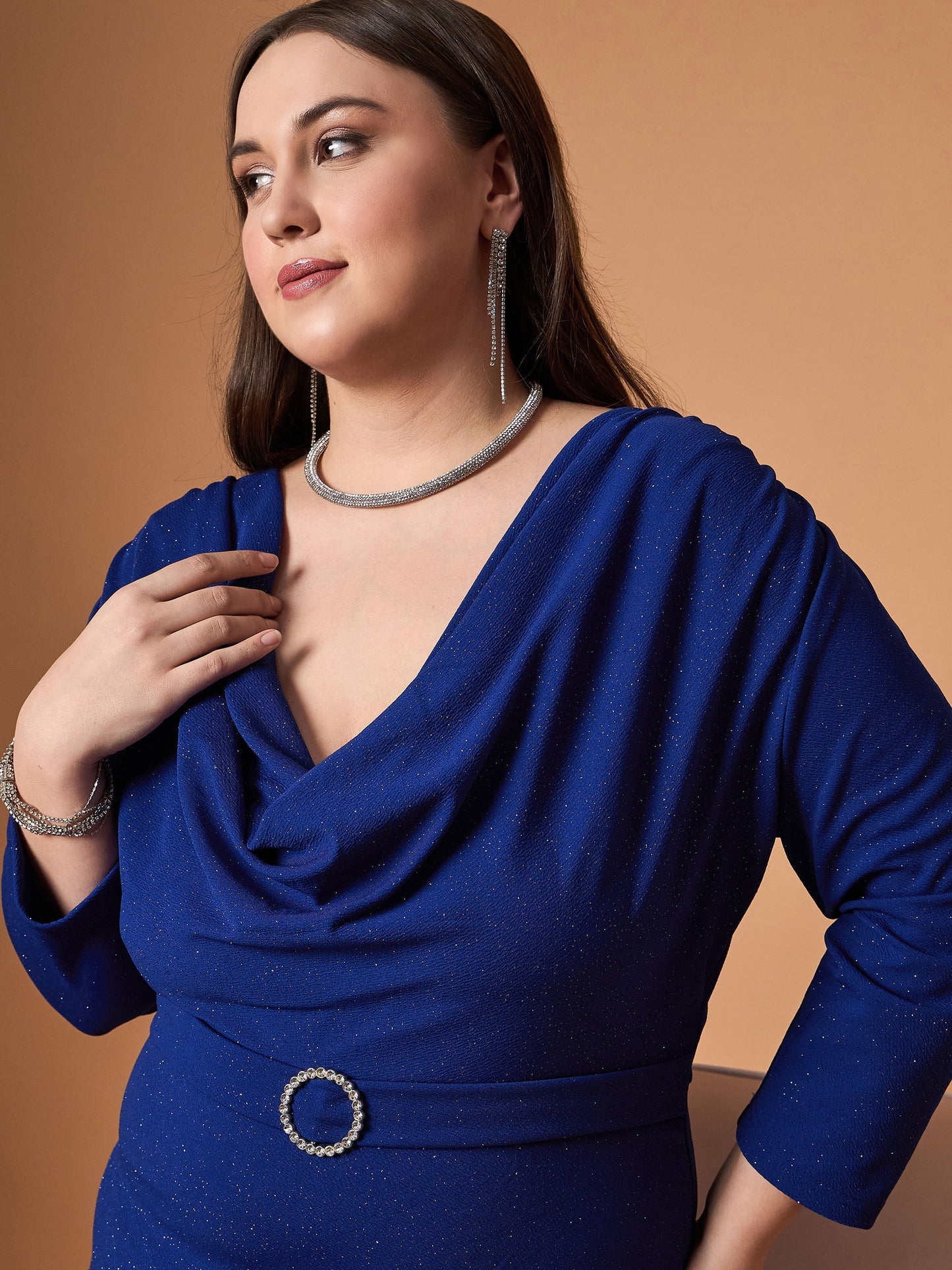 Women's Blue Solid Dress