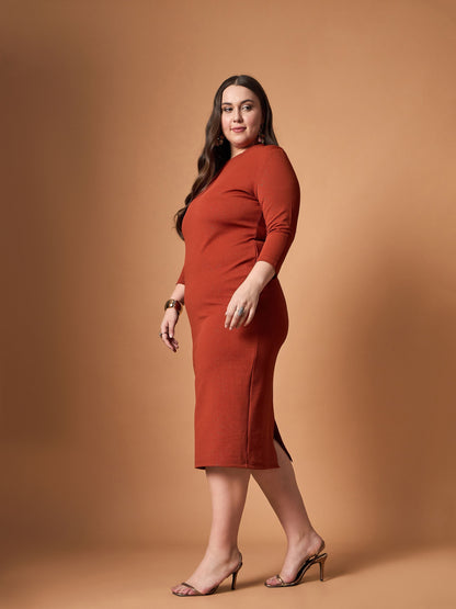 Women's Rust Solid Dress