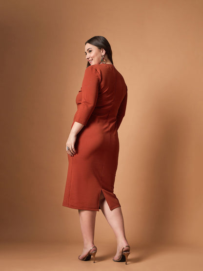 Women's Rust Solid Dress