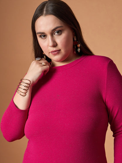 Women's Fuchsia Solid Dress