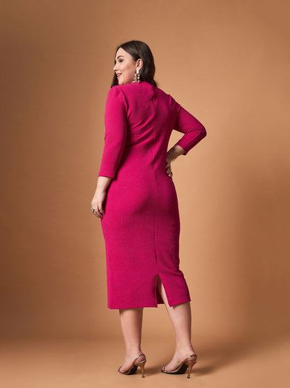 Women's Fuchsia Solid Dress