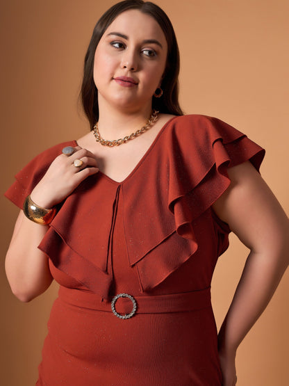 Women's Rust Solid Dress