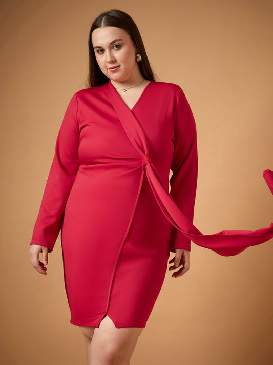 Women's Red Solid Dress