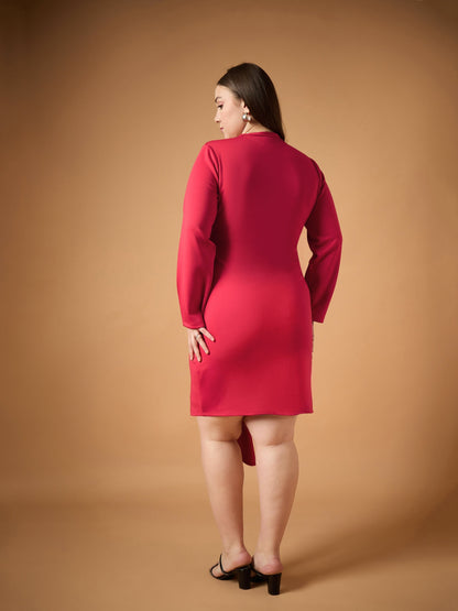 Women's Red Solid Dress