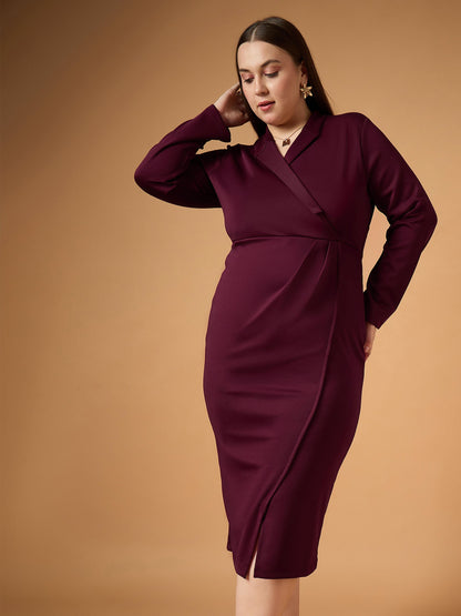 Women's Burgundy Solid Dress