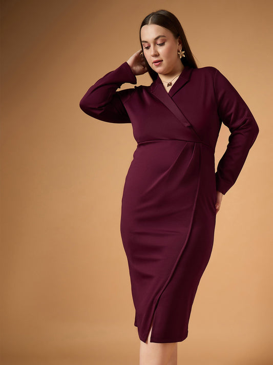 Women's Burgundy Solid Dress