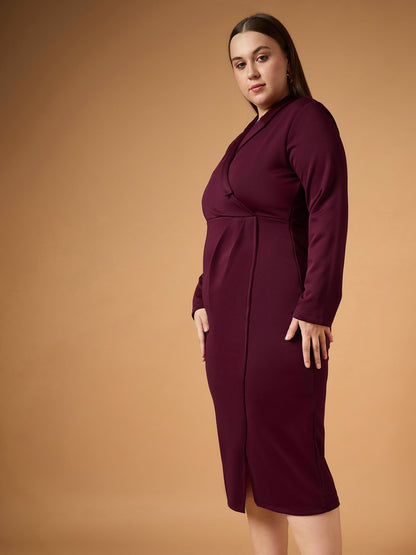 Women's Burgundy Solid Dress