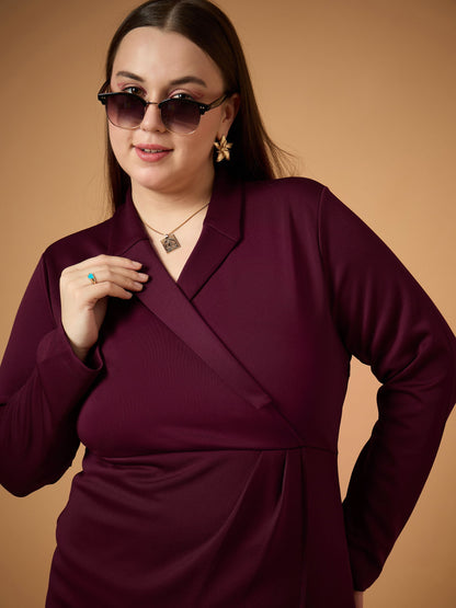 Women's Burgundy Solid Dress
