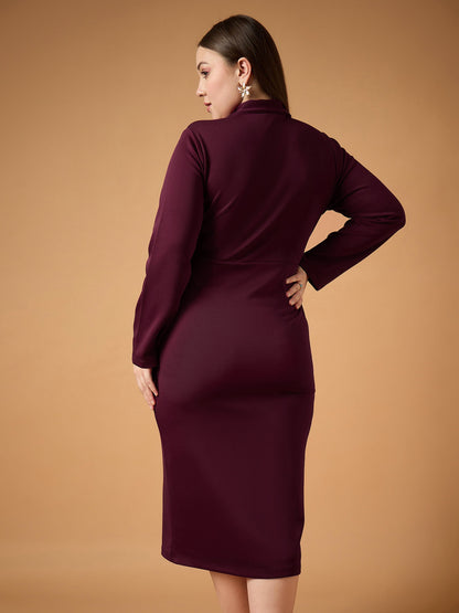 Women's Burgundy Solid Dress
