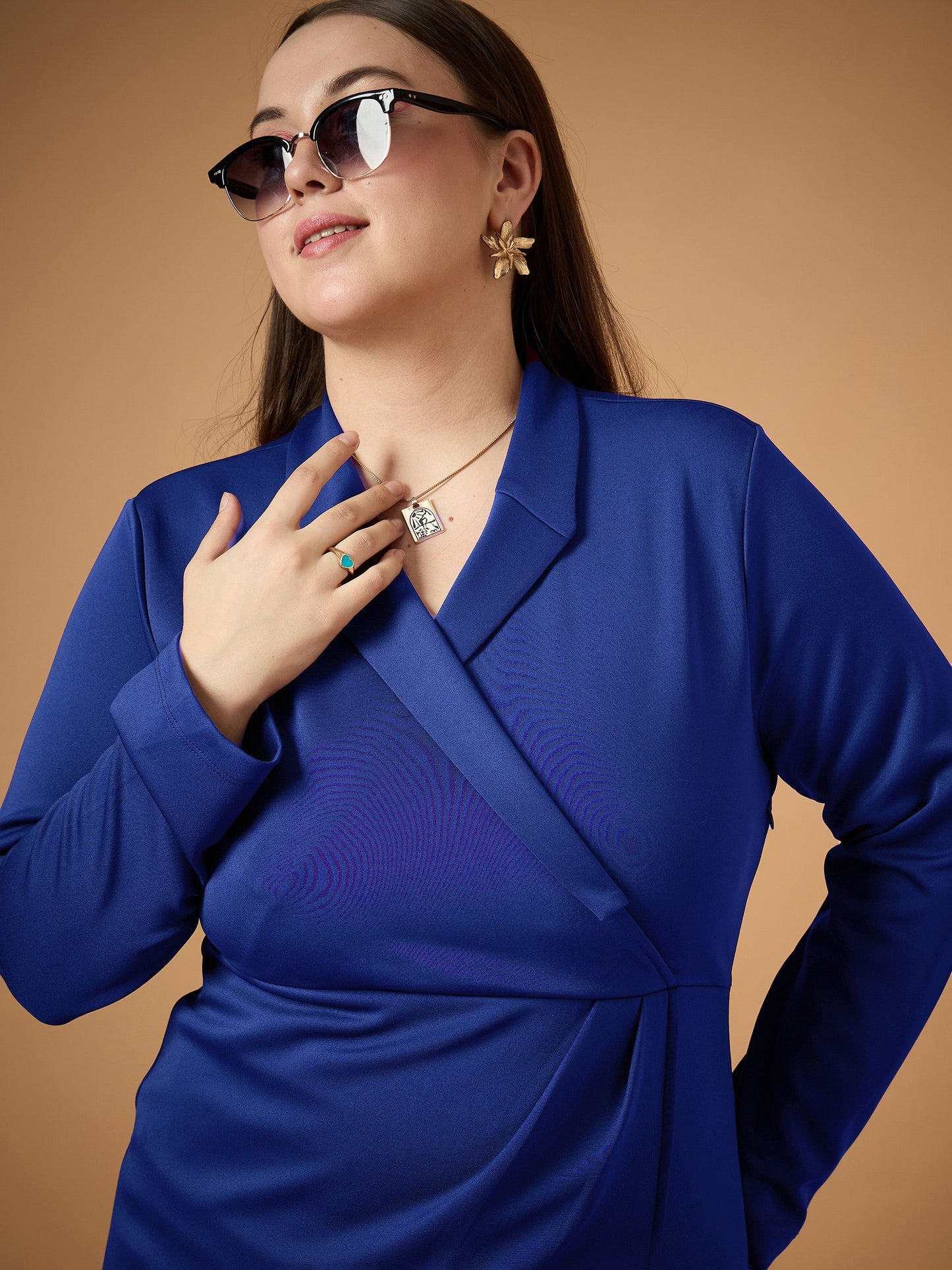 Women's Blue Solid Dress