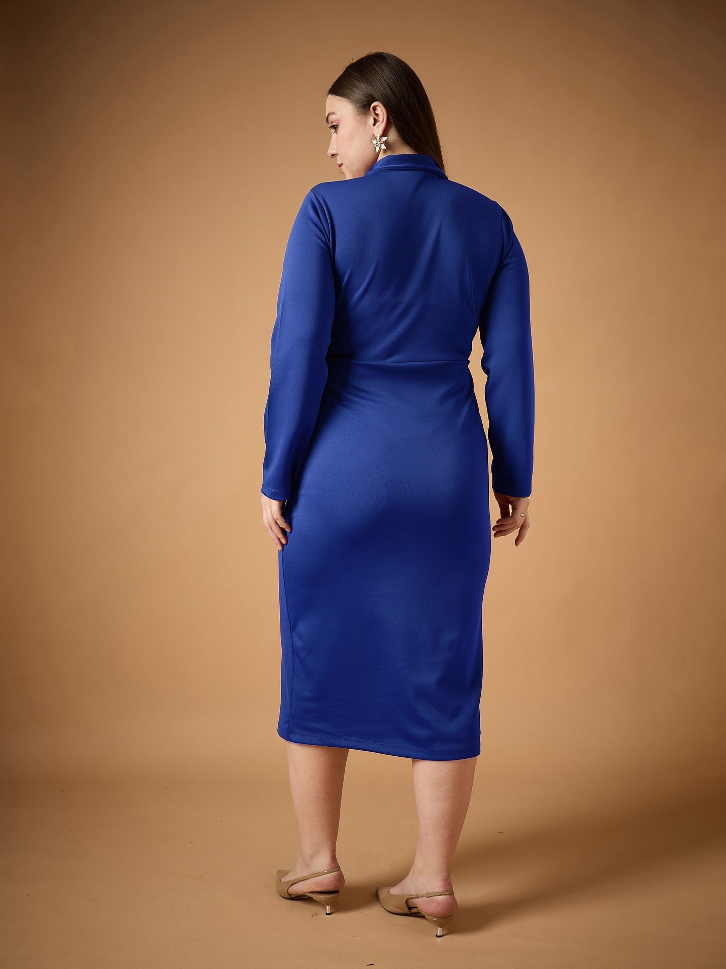 Women's Blue Solid Dress