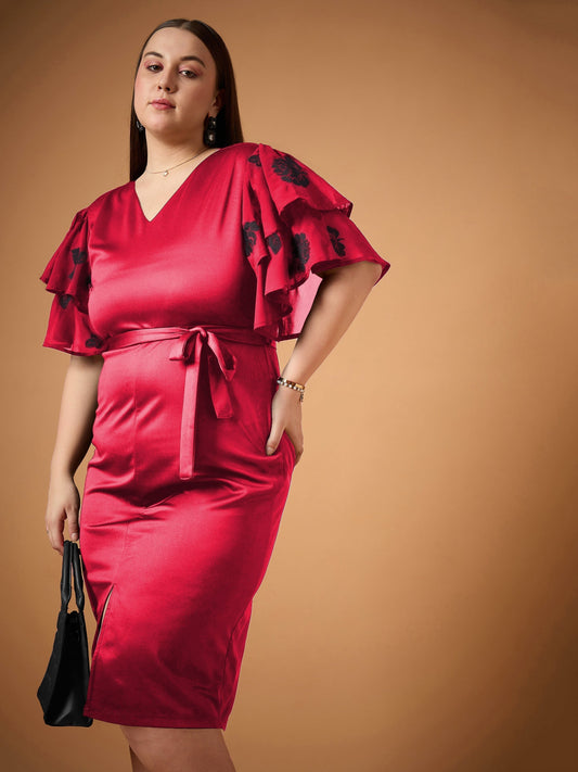 Women's Red Solid Dress