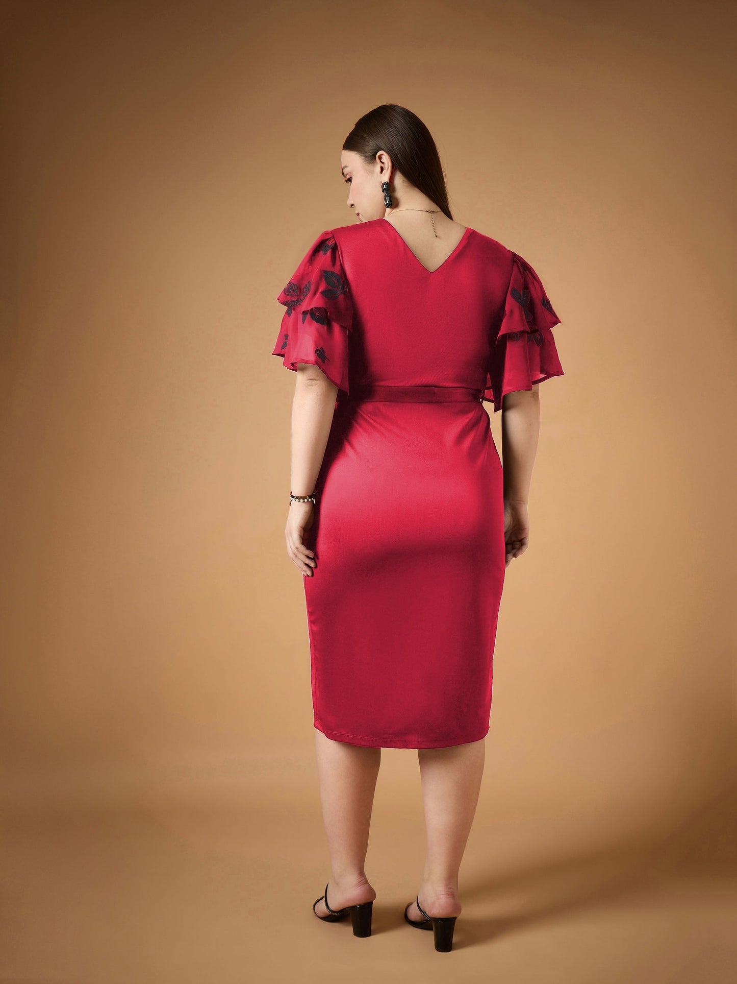 Women's Red Solid Dress