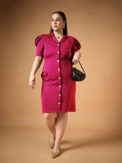 Women's Fuchsia Solid Dress