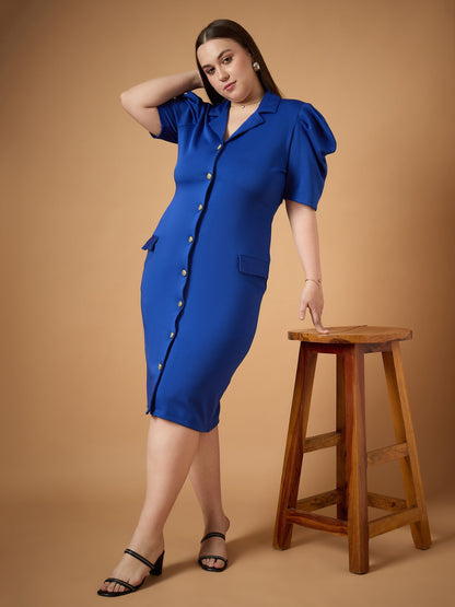 Women's Blue Solid Dress