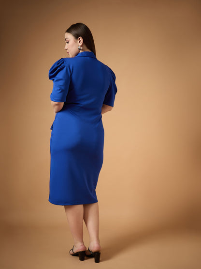 Women's Blue Solid Dress