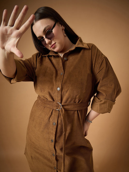 Women's Brown Solid Dress