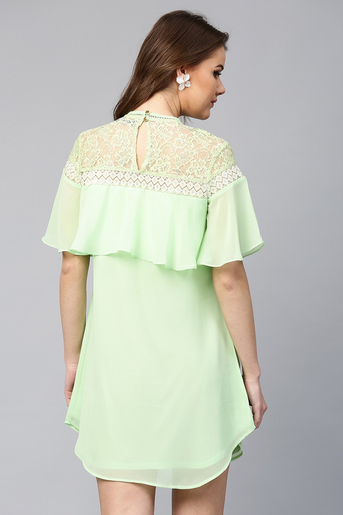 Women's Green Lace Yoke Dress