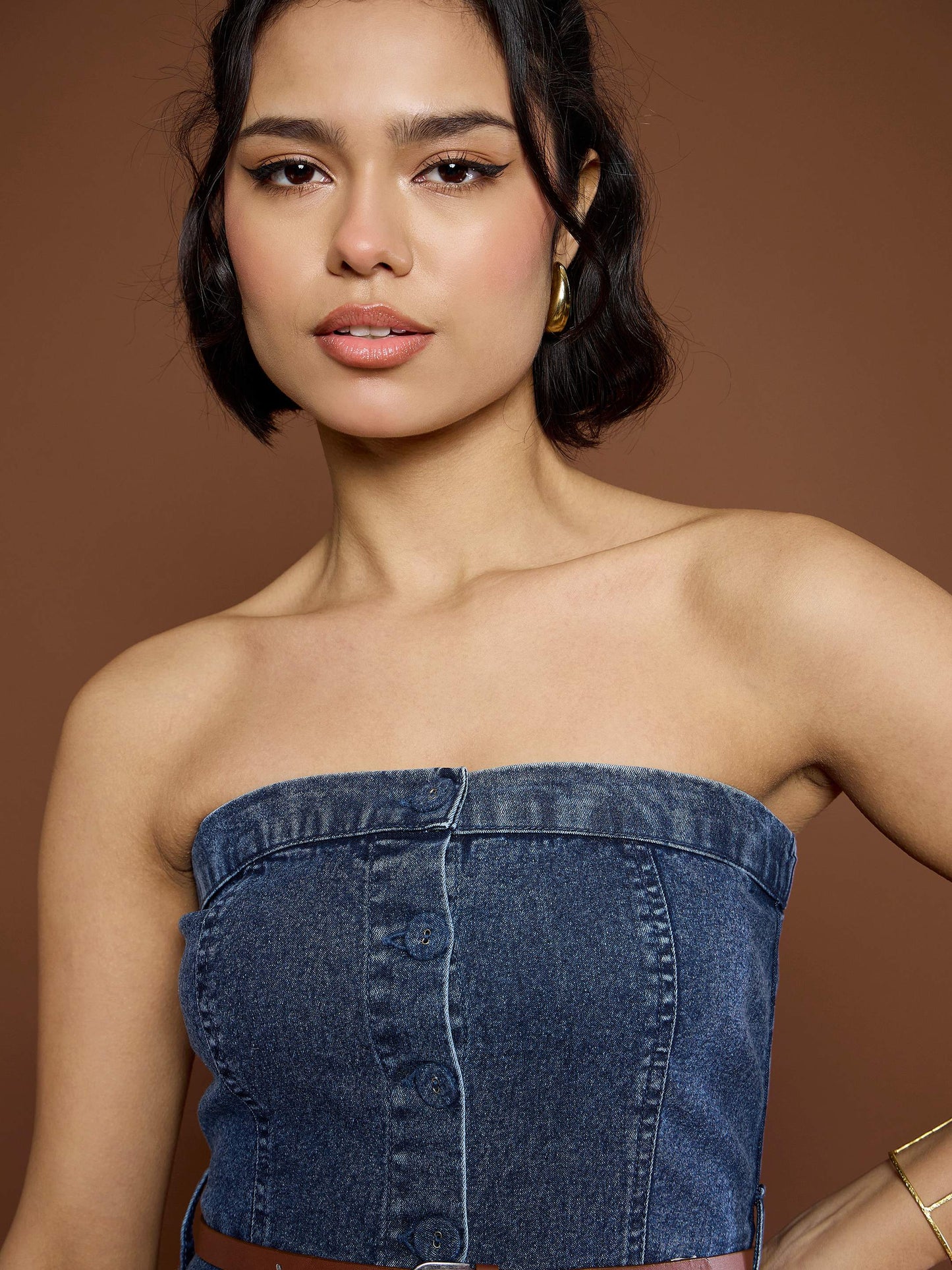 Women's Blue Washed Denim Tube Dre