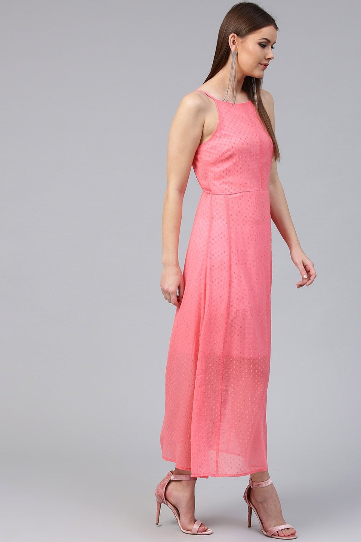 Women's Pink Halter Maxi