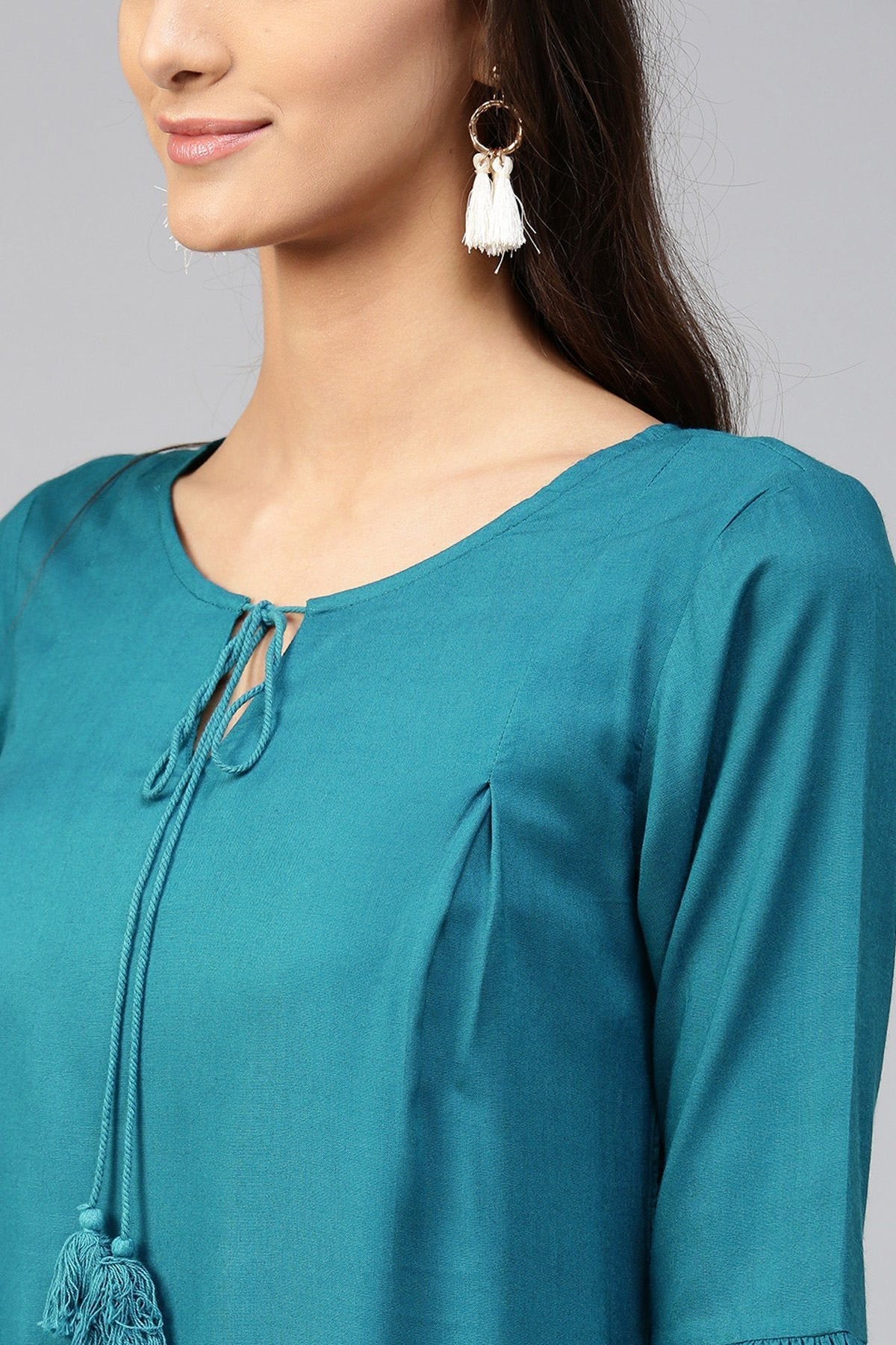 Women's Teal Ruffled Bottom Dress