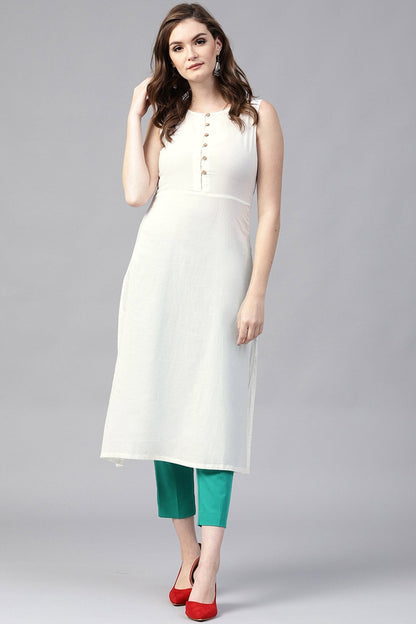 Women's Off White Crinkled Ethnic Maxi With Jacket